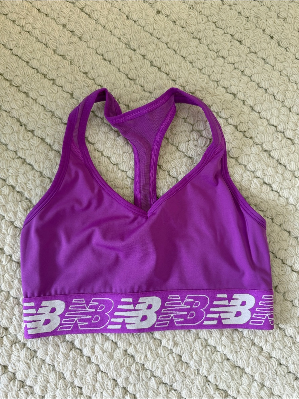 New Balance Fuchsia Racerback Logo Band Sports Bra